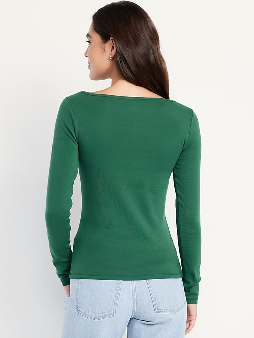Image number 2 showing, Snug Long-Sleeve Boat-Neck T-Shirt