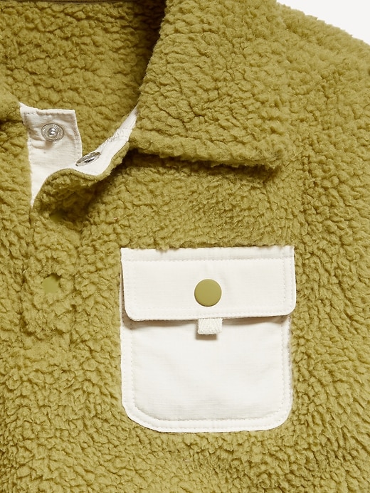 Image number 3 showing, Oversized Sherpa Collared Henley Pullover for Toddler Boys