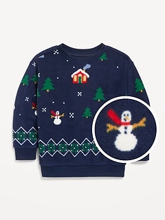 Printed Oversized Microfleece Sweatshirt for Toddler Boys