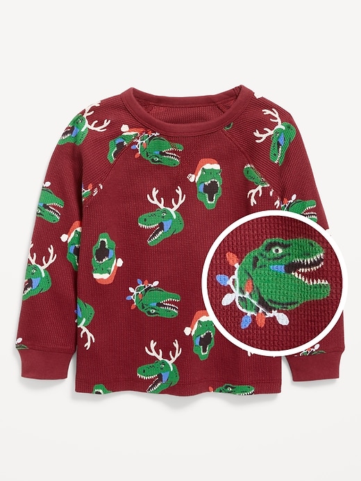 Image number 1 showing, Printed Long-Sleeve Thermal-Knit T-Shirt for Toddler Boys