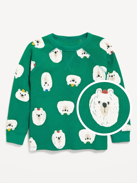 Printed Long-Sleeve Thermal-Knit T-Shirt for Toddler Boys - Bears