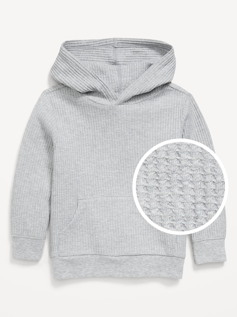 Long-Sleeve Striped Waffle-Knit Hoodie for Toddler Boys - Medium Heather Gray