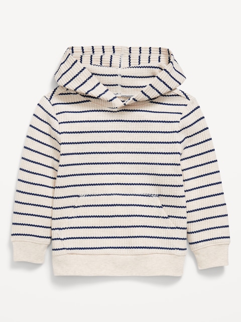Long-Sleeve Striped Waffle-Knit Hoodie for Toddler Boys