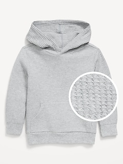 Long-Sleeve Striped Waffle-Knit Hoodie for Toddler Boys