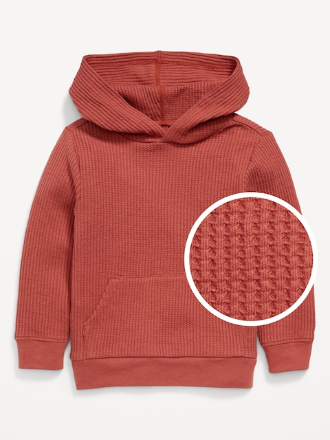 Long-Sleeve Striped Waffle-Knit Hoodie for Toddler Boys - Cherry Birch