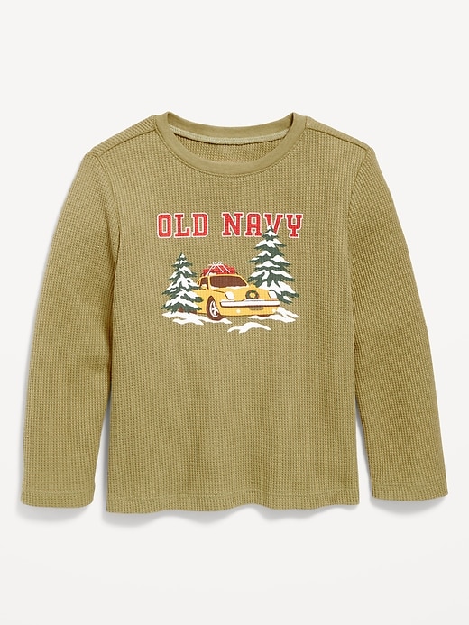 Long-Sleeve Logo-Graphic Thermal Knit T-Shirt for Toddler Boys