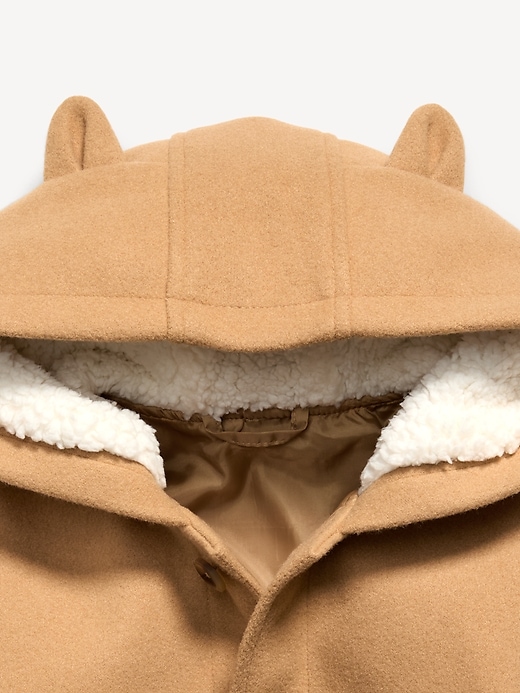 Image number 3 showing, Button-Front Critter Hooded Coat for Toddler Girls