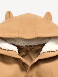 Image number 3 showing, Button-Front Critter Hooded Coat for Toddler Girls