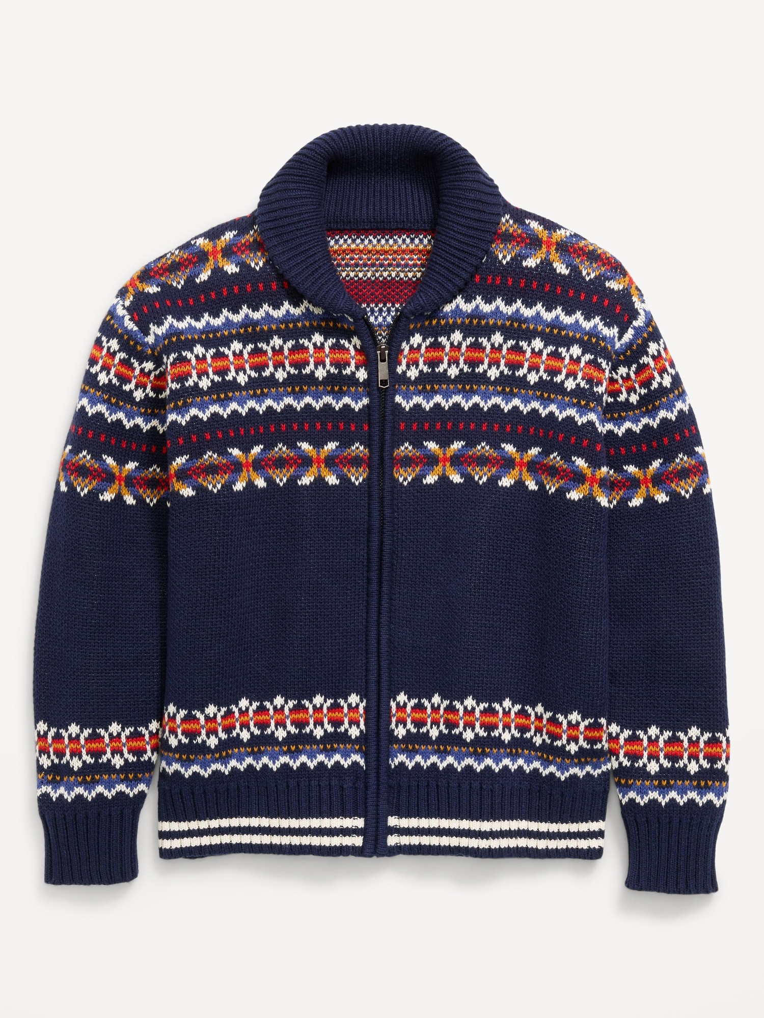 Oversized Shawl-Collar Zip Sweater for Boys