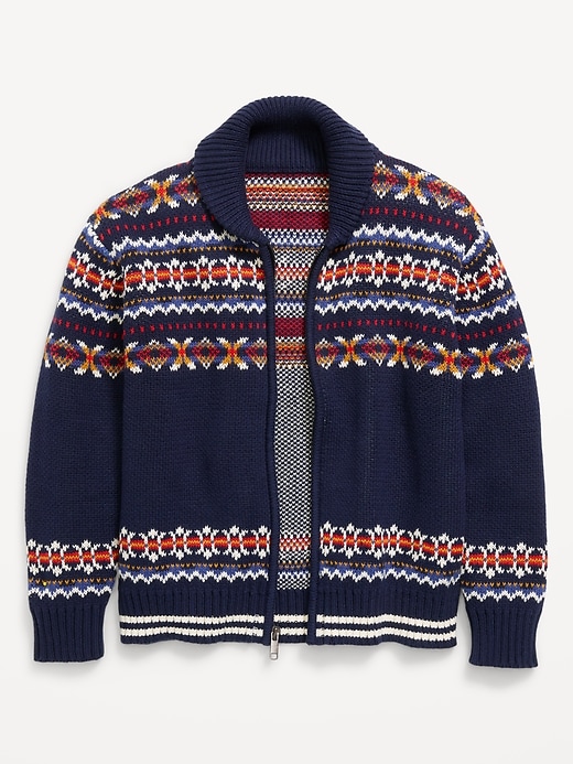 Image number 3 showing, Oversized Shawl-Collar Zip Sweater for Boys