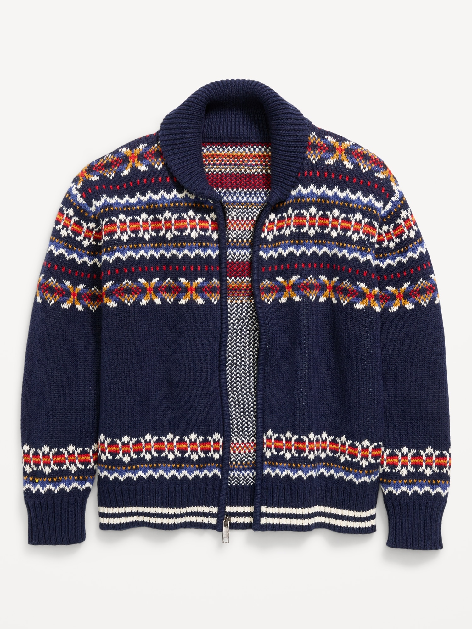 Oversized Shawl-Collar Zip Sweater for Boys