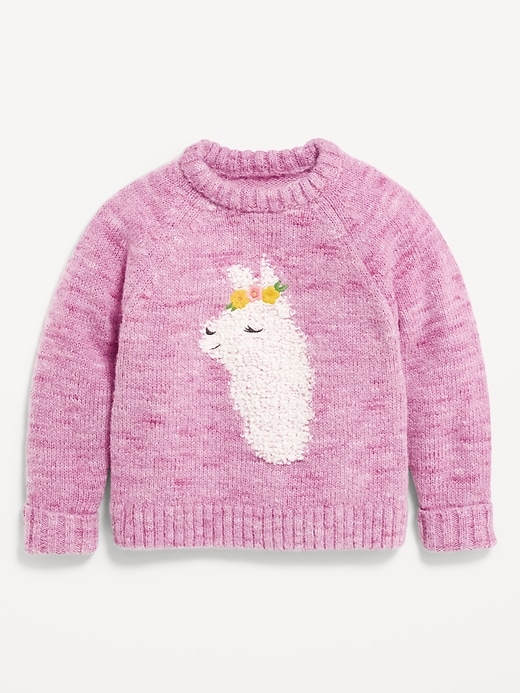 Image number 1 showing, Printed Crew-Neck Sweater for Toddler Girls