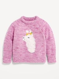Image number 1 showing, Printed Crew-Neck Sweater for Toddler Girls