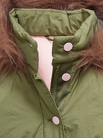 Image number 3 showing, Water-Resistant Faux-Fur Hooded Parka Jacket for Toddler Girls