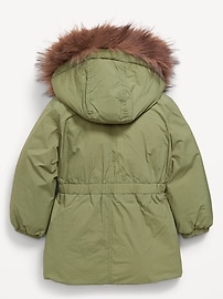 Image number 2 showing, Water-Resistant Faux-Fur Hooded Parka Jacket for Toddler Girls