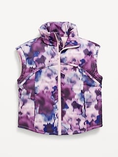 Water-Resistant Quilted Zip-Front Vest for Girls