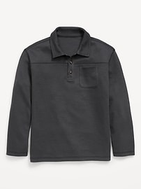 Image number 2 showing, Long-Sleeve French Rib-Knit Pocket Polo Shirt for Boys