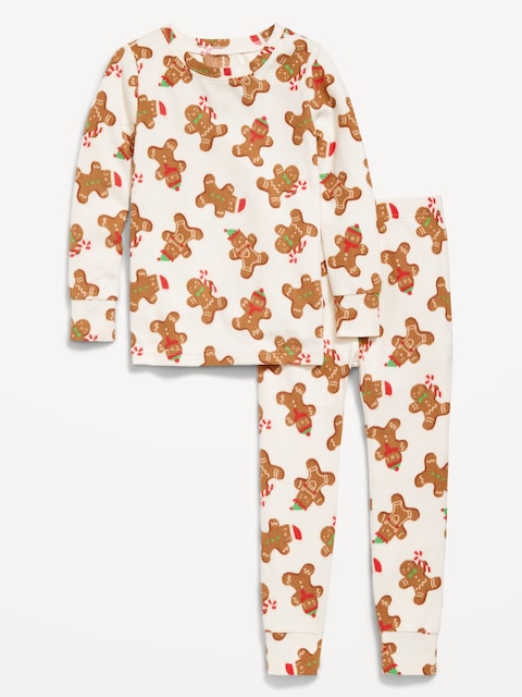 Printed Snug-Fit Pajama Set for Toddler & Baby - Gingerbread Man