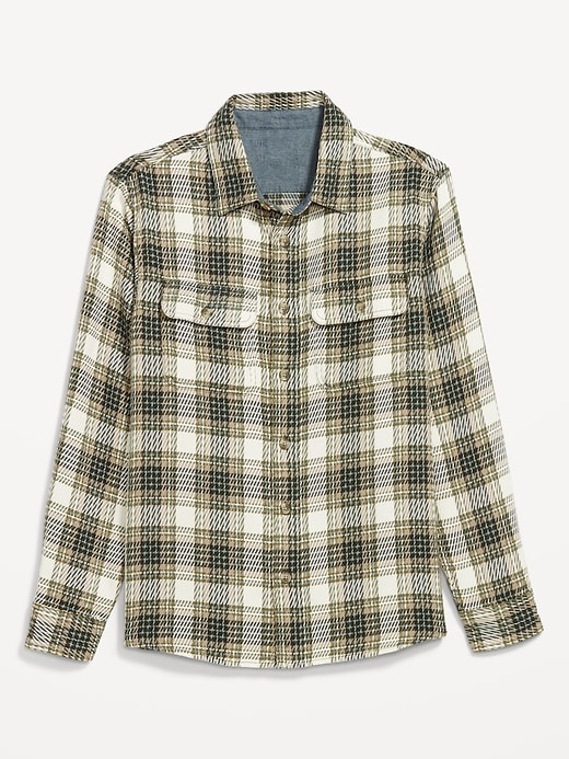 Image number 4 showing, Loose Fit Textured Plaid Pocket Shirt
