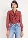 Shirred Chiffon Long-Sleeve Top - image 5