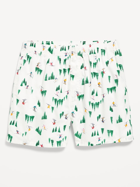 Printed Boxer Shorts -- 3.75-inch inseam - Green Trees