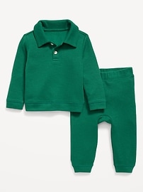Image number 1 showing, Long-Sleeve Collared Ribbed Top and Pants Set for Baby