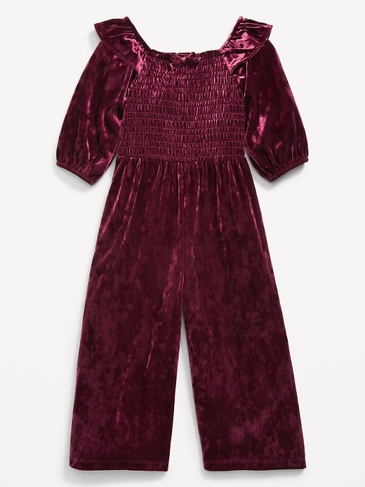 Image number 1 showing, Smocked Velvet Jumpsuit for Toddler Girls