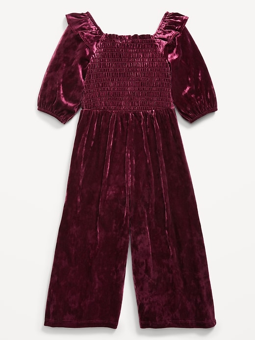 Image number 2 showing, Smocked Velvet Jumpsuit for Toddler Girls
