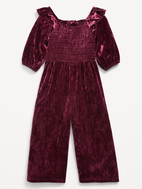 Smocked Velvet Jumpsuit for Toddler Girls