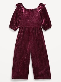 Image number 1 showing, Smocked Velvet Jumpsuit for Toddler Girls
