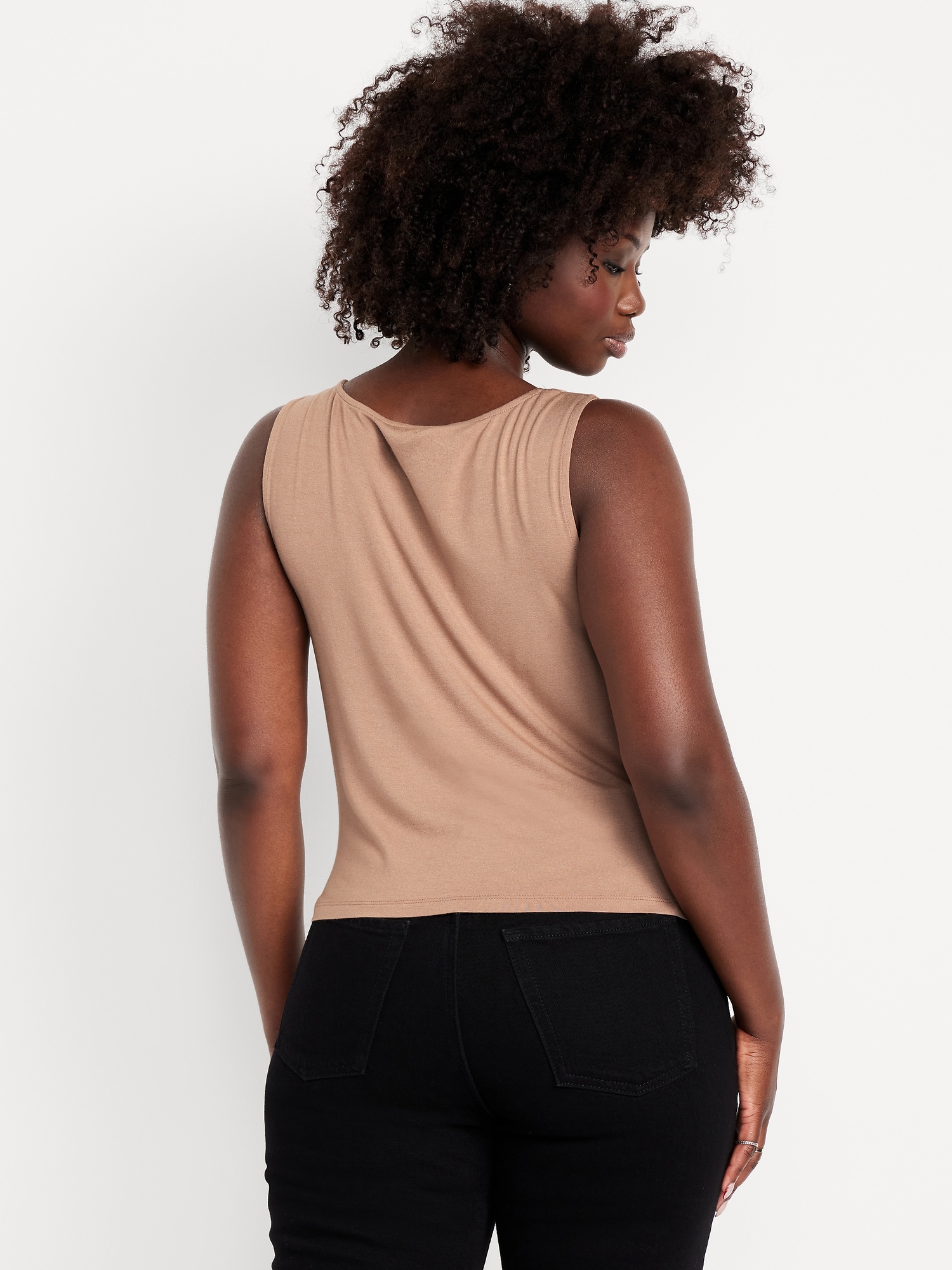 Cowl-Neck Twist-Strap Top