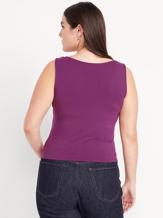 Cowl-Neck Twist-Strap Top