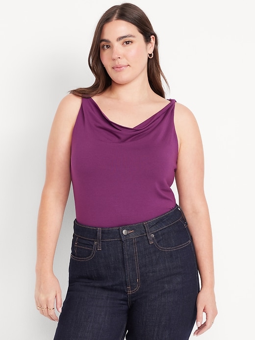 Cowl-Neck Twist-Strap Top