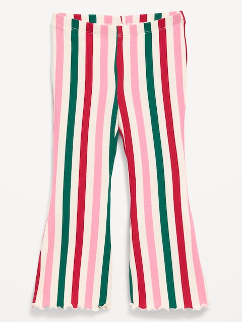 Printed Ribbed Flared Leggings for Toddler Girls