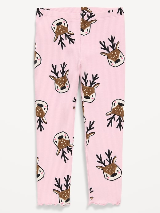 Image number 1 showing, Printed Lettuce-Edge Leggings for Toddler Girls