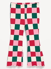 Image number 1 showing, Printed Ribbed Flared Leggings for Toddler Girls
