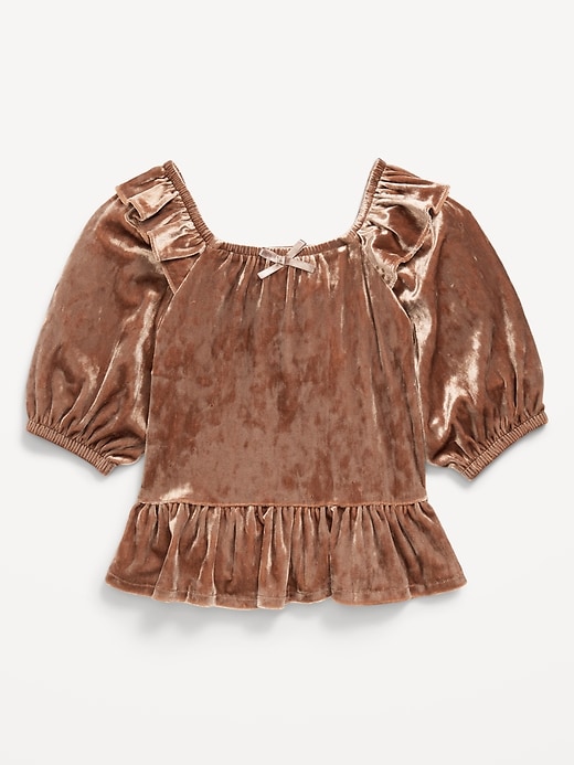 Image number 1 showing, Ruffled Velvet Peplum Top for Toddler Girls