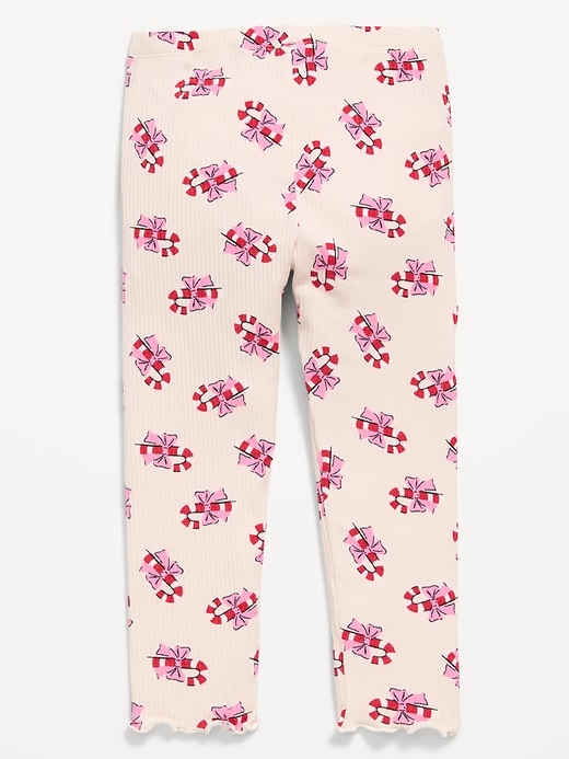 Printed Lettuce-Edge Leggings for Toddler Girls