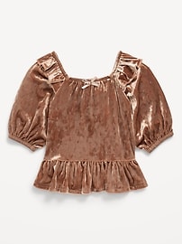 Image number 1 showing, Ruffled Velvet Peplum Top for Toddler Girls