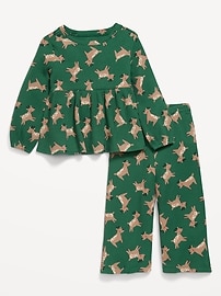 Image number 1 showing, Waffle-Knit Peplum Top and Pants Set for Toddler Girls