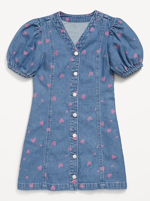 Image number 3 showing, Printed Short-Sleeve Fit and Flare Jean Dress for Girls
