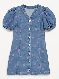 Image number 3 showing, Printed Short-Sleeve Fit and Flare Jean Dress for Girls