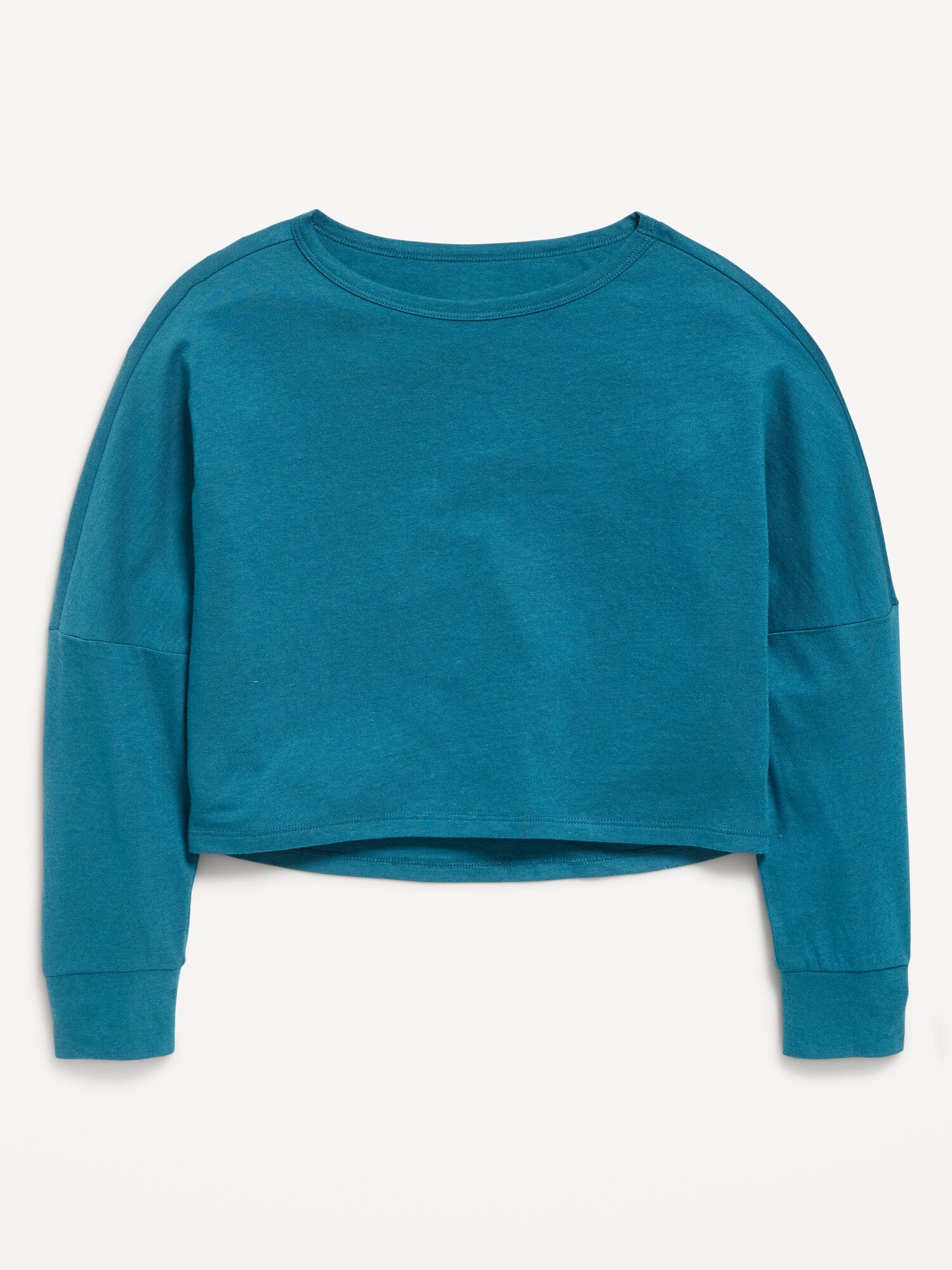 Топ Old Navy Long-Sleeve Cropped Top для девочек, цвет: Бирюзовый — фото 3