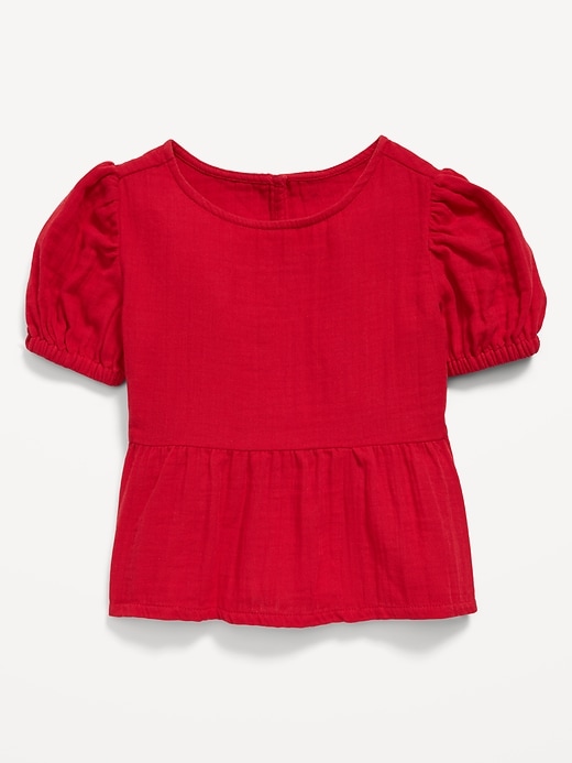 Image number 1 showing, Short-Sleeve Double-Weave Peplum Top for Toddler Girls