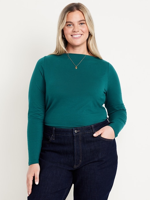 Image number 7 showing, Long-Sleeve Slit-Neck Ruched Top