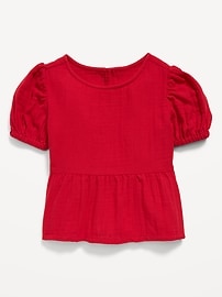 Image number 1 showing, Short-Sleeve Double-Weave Peplum Top for Toddler Girls