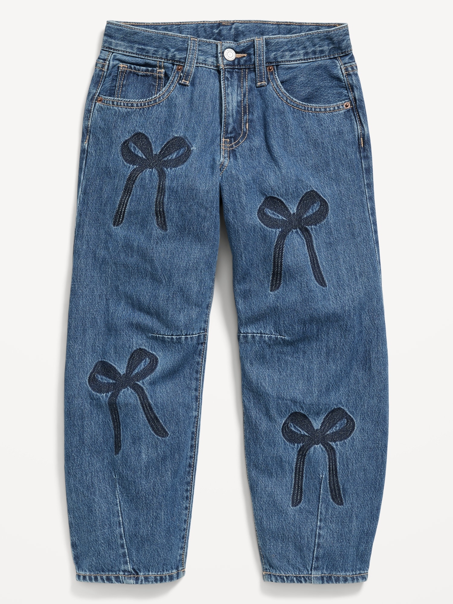 Printed Super Baggy Barrel-Leg Jeans for Girls