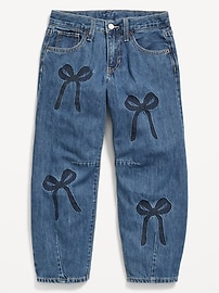 Image number 4 showing, Printed Super Baggy Barrel-Leg Jeans for Girls