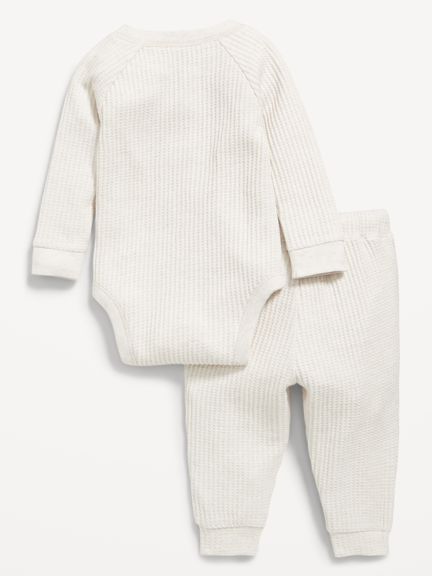 Long-Sleeve Thermal-Knit Henley Bodysuit and Pants Set for Baby