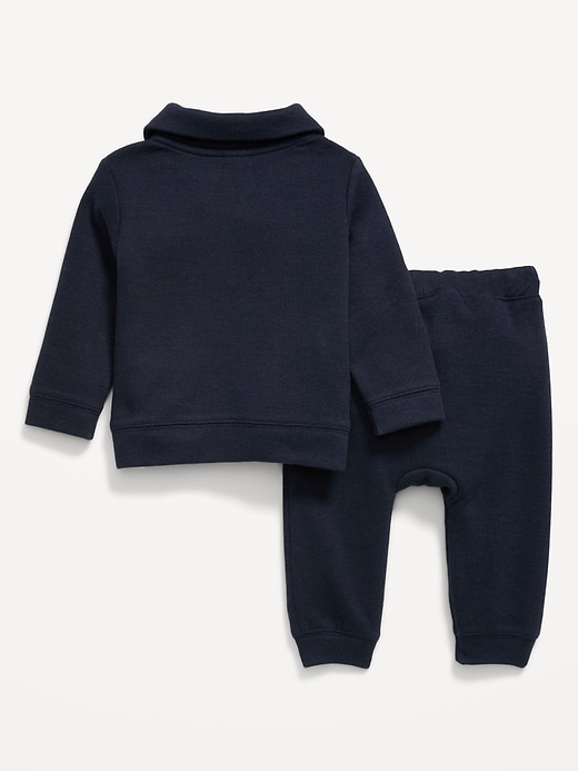 Image number 2 showing, Long-Sleeve Collared Ribbed Top and Pants Set for Baby